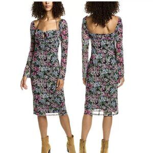 4SI3NNA Black Floral Pazmina Knee Length Dress Sz M  NWOT MSRP$118